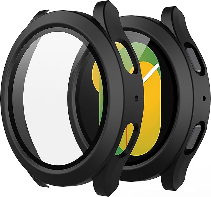 Misxi 2-Pack Case with Screen Protector for Samsung Galaxy Watch Ultra / Series8/7/6/5/4, Full-Coverage Hard Bumper with Tempered Glass, Scratch-Resistant, Anti-Slip