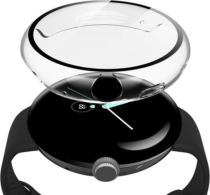 Misxi Case with Screen Protector for Pixel Watch 3/2/1 丨 2-Pack Cover with Tempered Glass for Google Pixel Watch 3/2/1, Scratch Resistant High Sensitivit
