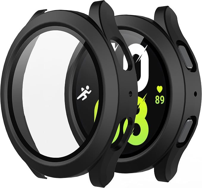 Misxi 2-Pack Case with Screen Protector for Samsung Galaxy Watch Ultra / Series8/7/6/5/4, Full-Coverage Hard Bumper with Tempered Glass, Scratch-Resistant, Anti-Slip