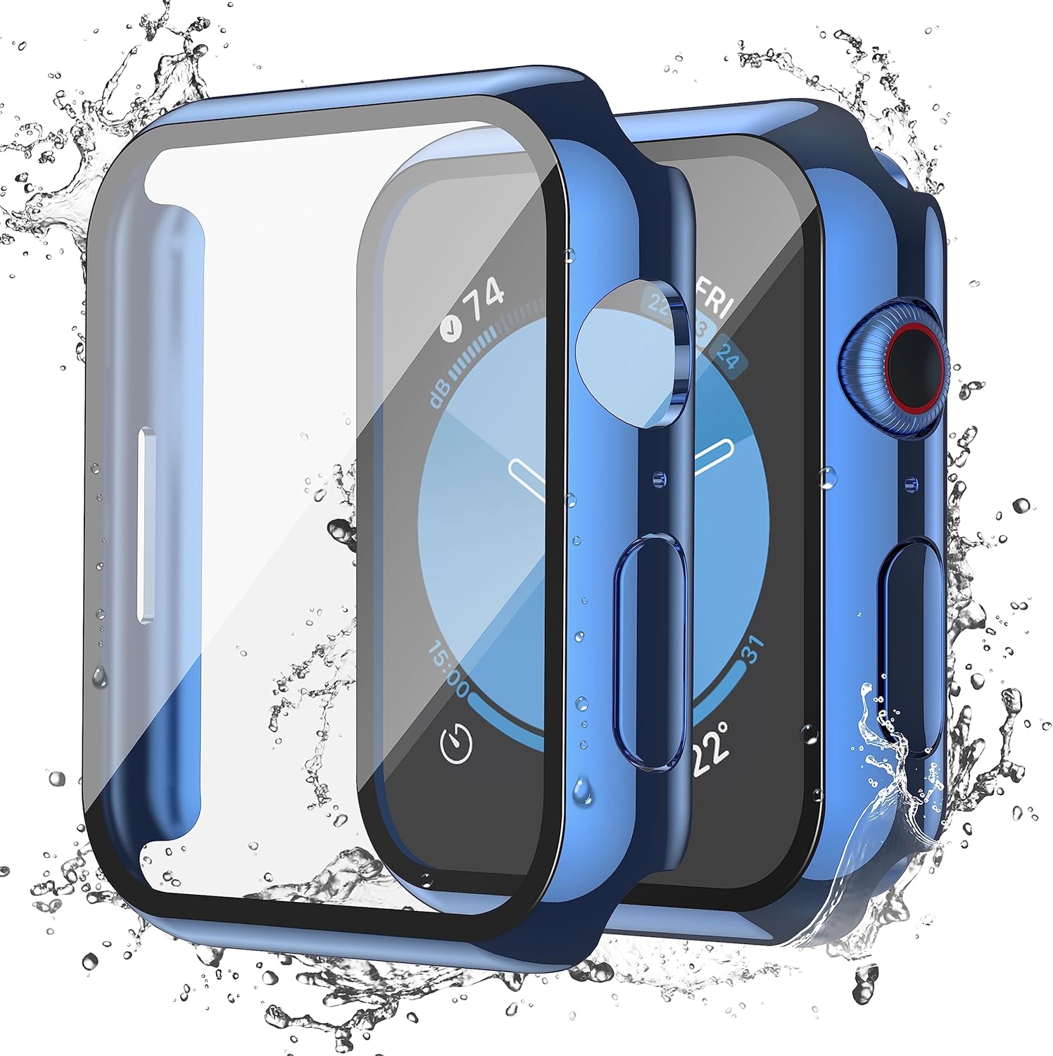 Misxi 2-Pack Waterproof Case for Apple Watch SE3/SE2/SE/Series 6/5/4 | Cover with 9H Tempered Glass Screen Protector for SE 3/SE 2/SE/Series6/5/4, Anti-Scratch